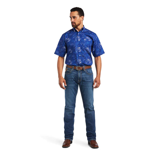 ARIAT MENS NORMAN WRINKLEFREE SHIRT BLUE