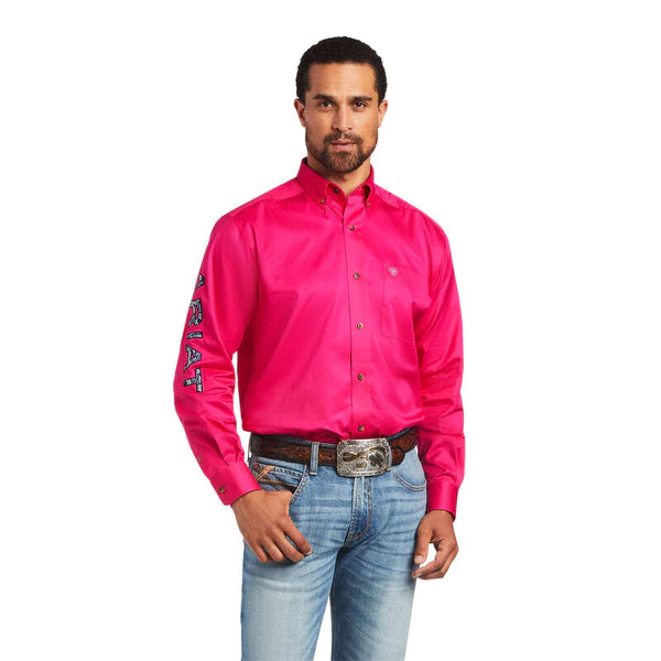 ARIAT MNS TEAM LOGO TWILL PINK