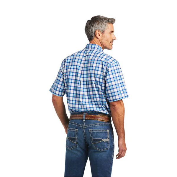 ARIAT MENS PRO ISAI STRETCH CLASSIC PLAID WHITE SHIRT