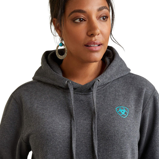ARIAT WMS LOGO HOODIE CHARC HTHR