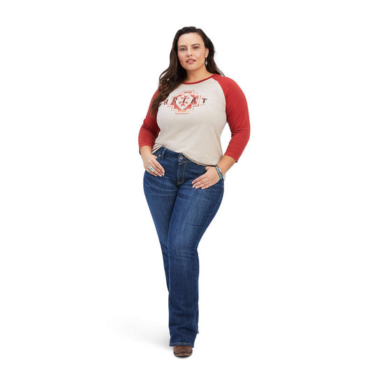 ARIAT WMS 3/4 SLV SHRT OATMEAL HTHR