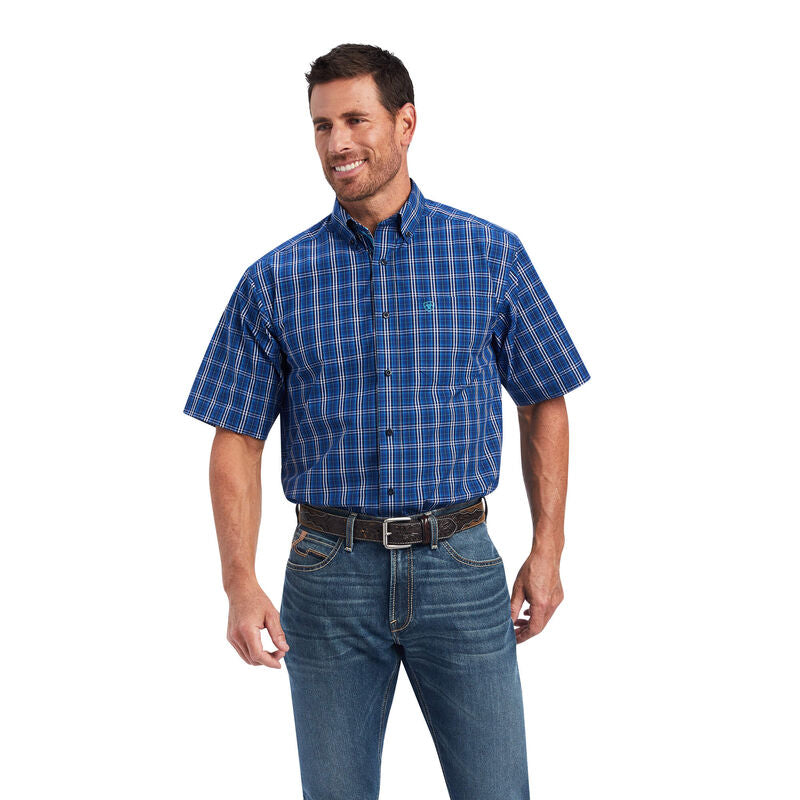 ARIAT MENS PRO CLASSIC SHORT SLEEVE SHIRT BLUE