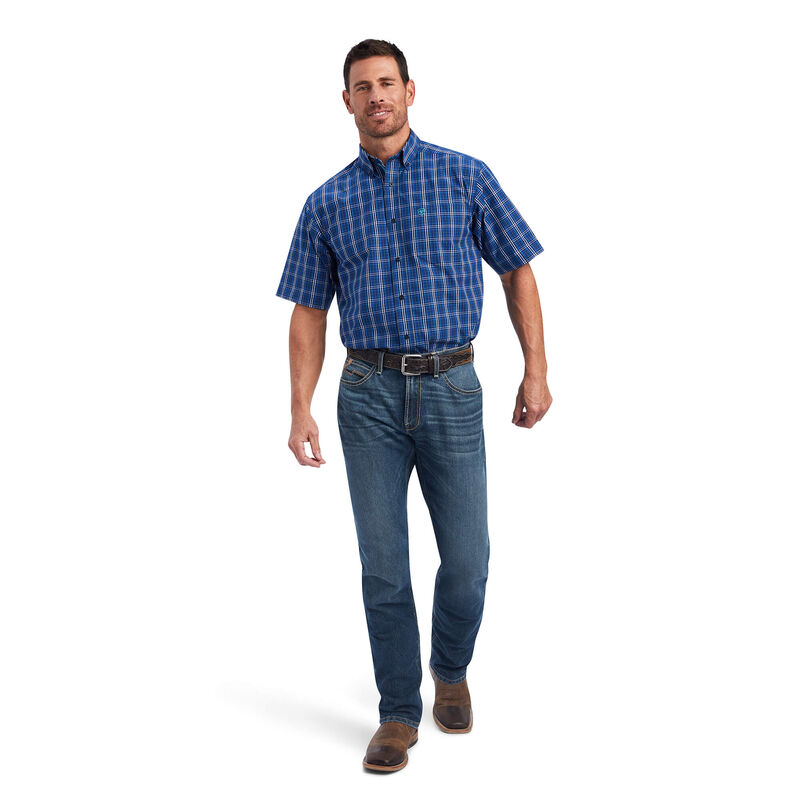 ARIAT MENS PRO CLASSIC SHORT SLEEVE SHIRT BLUE