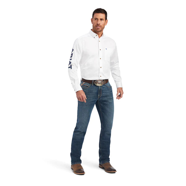 ARIAT LS SHRT TEAM WHITE/OLYMPIAN BLU