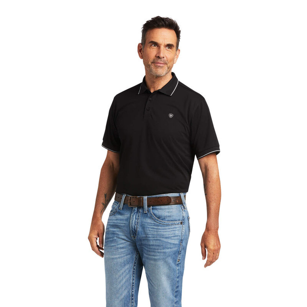 ARIAT FITTED SS POLO BLACK