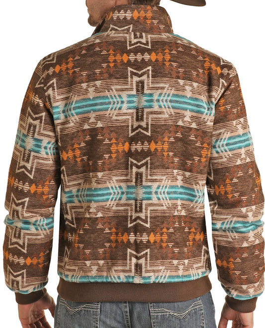 ROCK & ROLL AZTEC BOMBER COAT DRK BRN