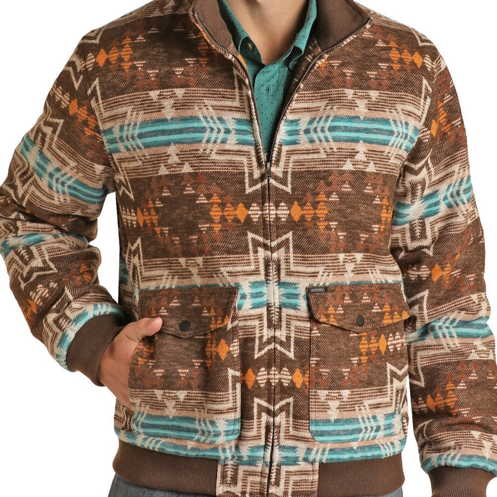 Rock & Roll Men's Aztec Bomber Coat