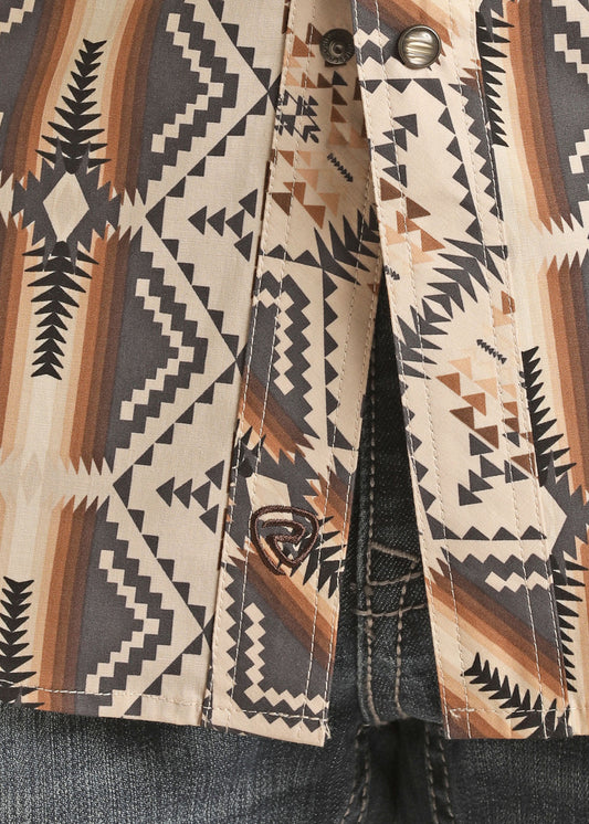 ROCK & ROLL LS SHRT AZTEC PRNT CHOC