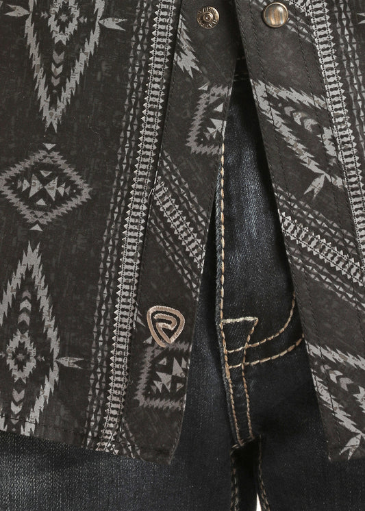 ROCK & ROLL LS SHRT AZTEC PRNT CHARC