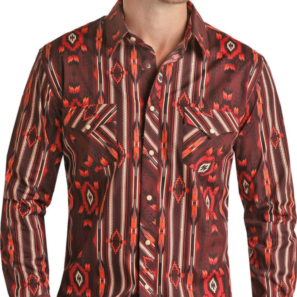 ROCK & ROLL LS SHRT AZTEC PRNT BURG
