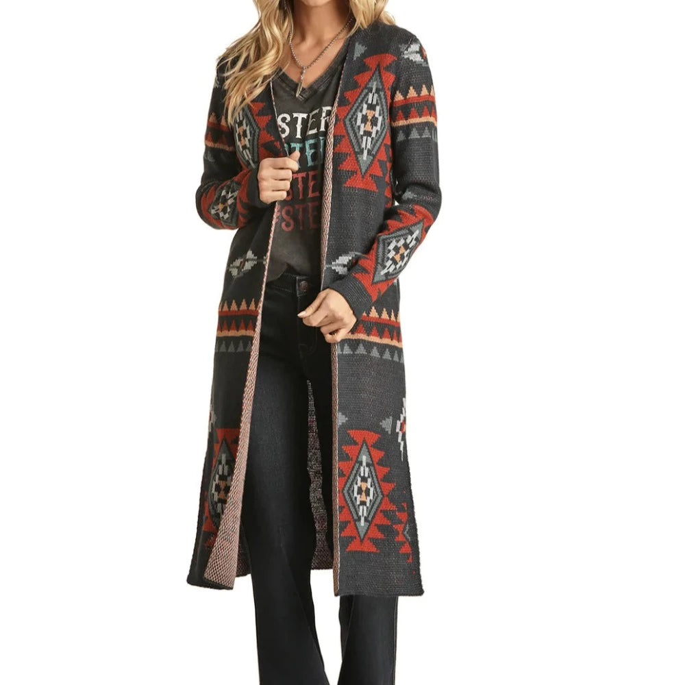 NAVY WOMEN'S AZTEC DUSTER
