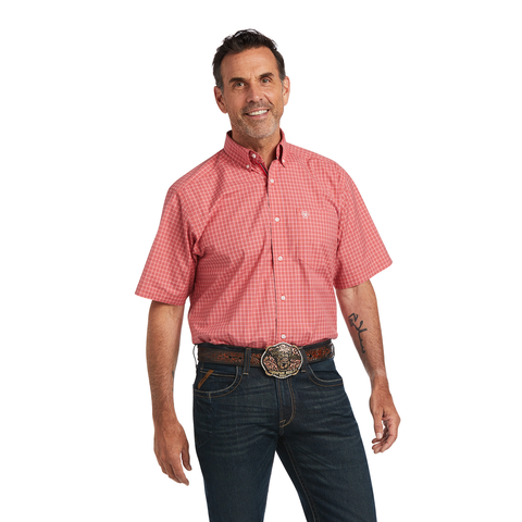 SHIRT ARIAT PRO QUILLER CLSSC SS CORAL FAN
