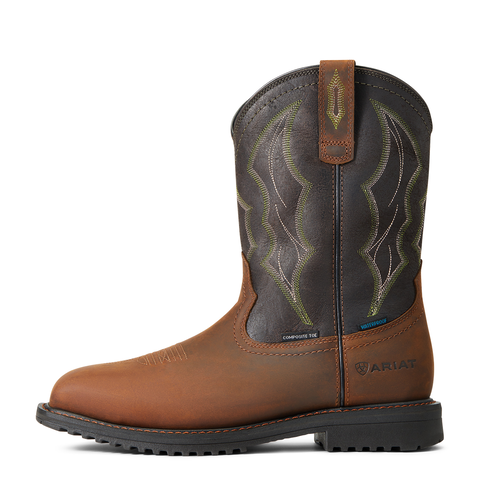 ARIAT MNS RIGTEK WST H2O CT DISTRSD BRN/BLK WK BT