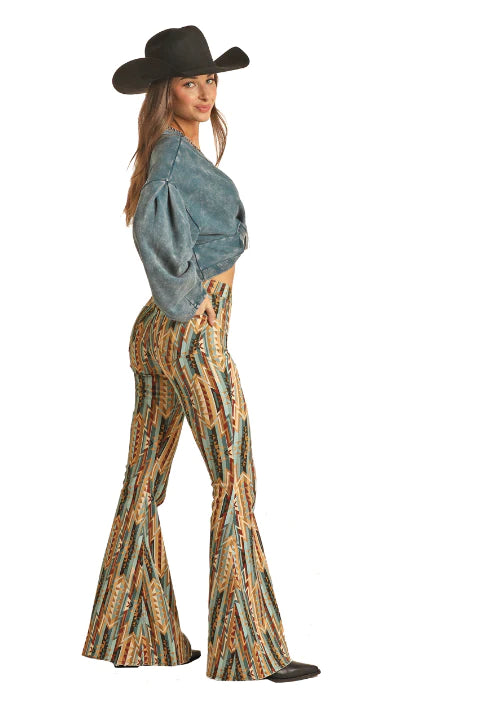 BROWN AZTEC BELL BOTTOM