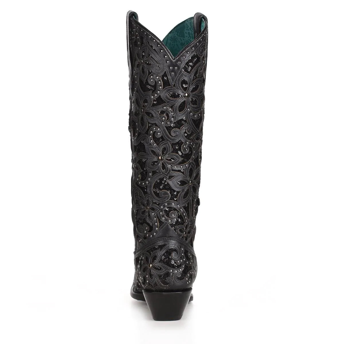 LD BLACK INLAY & EMBROIDERY & STUDS TALL TOP