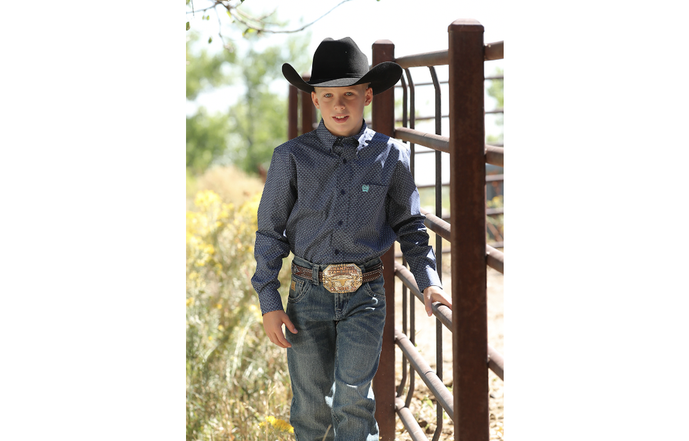 CINCH BYS LS SHRT PRNT BLU