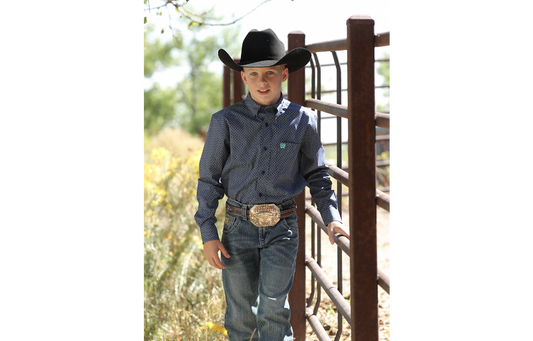 CINCH BYS LS SHRT PRNT BLU