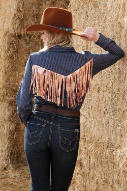 BLOUSE CRUEL NAVY COPPER FRINGE