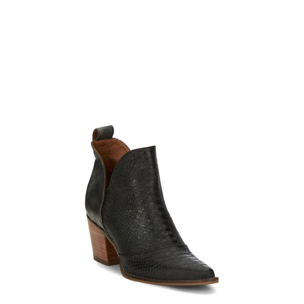 Nocona Ladies Micki Snake Print Black Snip Toe Booties