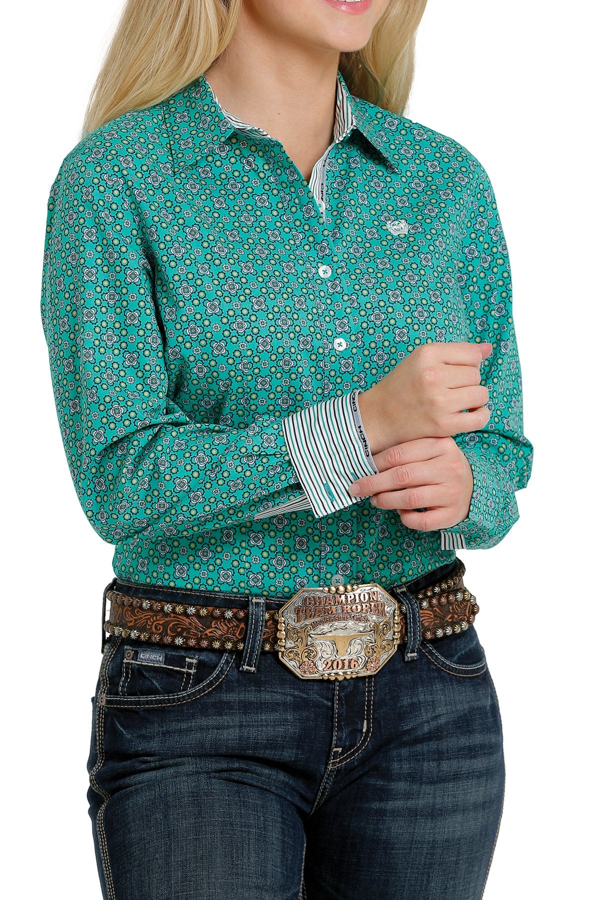 CINCH WMS LS PRNT GREEN