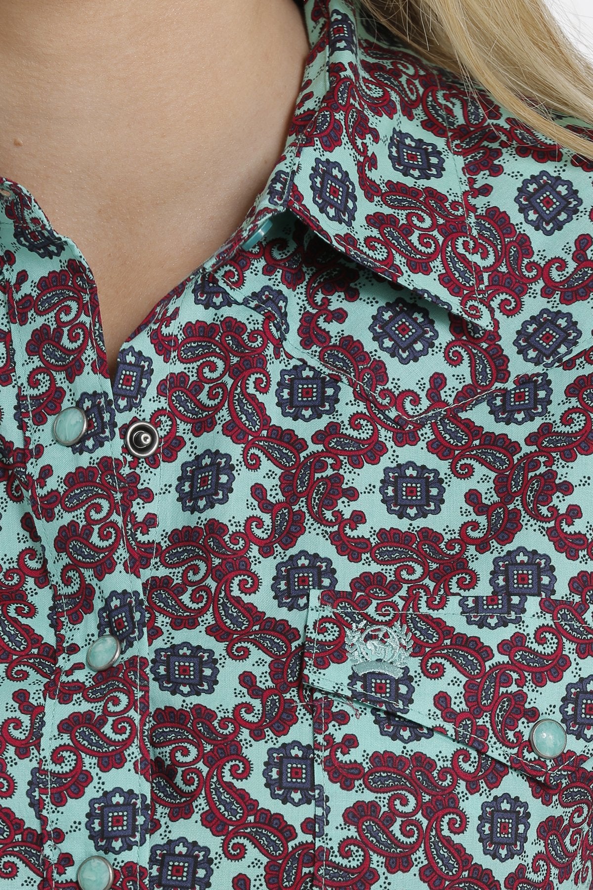 BLOUSE CINCH TURQUOISE