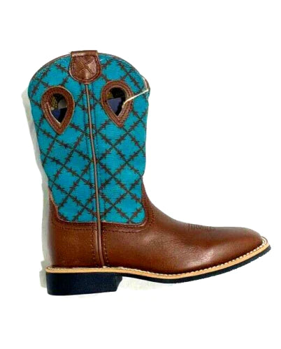 TWISTED X TOP HAND BRN TURQ YTH BOOT