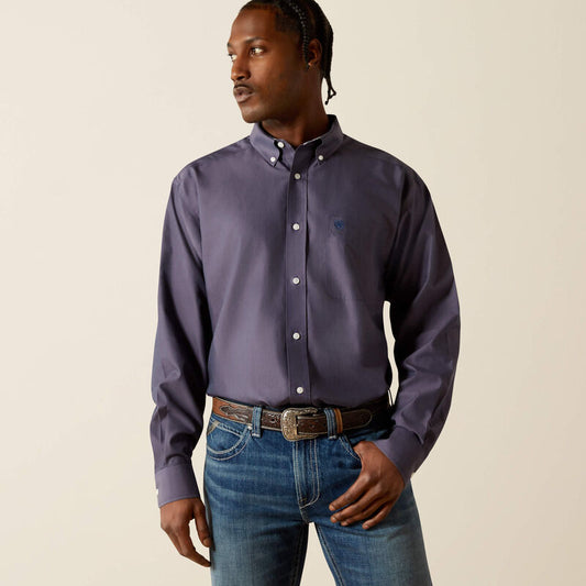ARIAT MENS WRINKLE FREE SOLID PINPOINT SHIRT