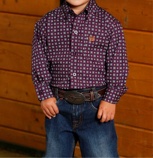 CINCH TDLR LS SHRT PRNT PURPLE