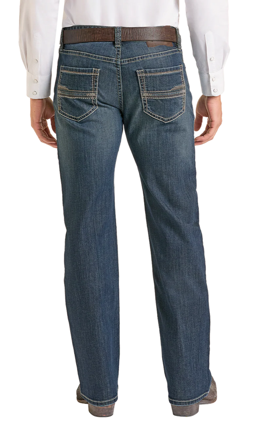 ROCK & ROLL MENS DOUBLE BARREL STRAIGHT BOOT CUT JEANS