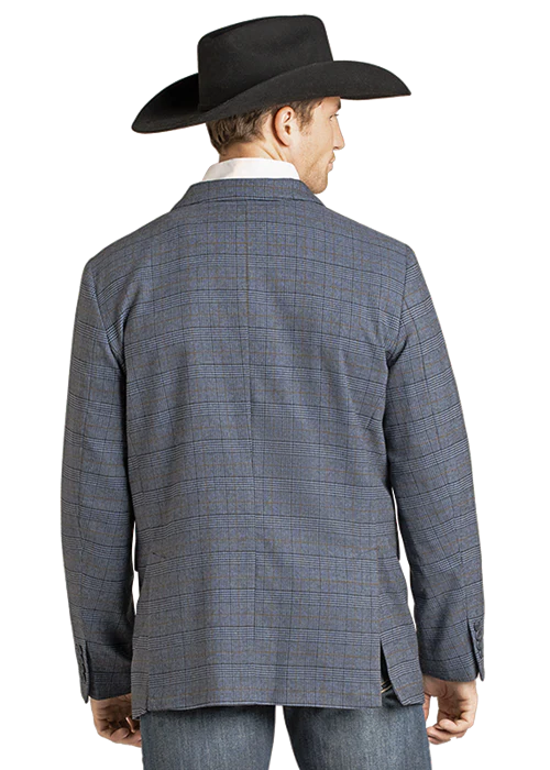 ROCK & ROLL PLAID MENS SPORTCOAT BLUE