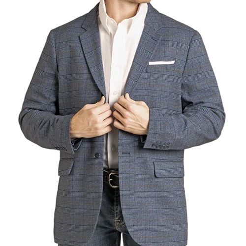 ROCK & ROLL PLAID MENS SPORTCOAT BLUE