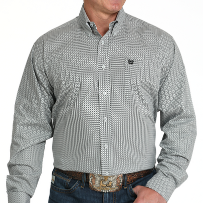 CINCH MNS LS SHRT PRINT GREY GEO