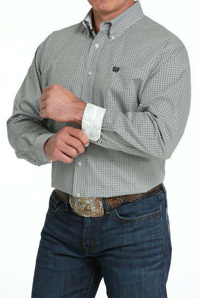 CINCH MNS LS SHRT PRINT GREY GEO