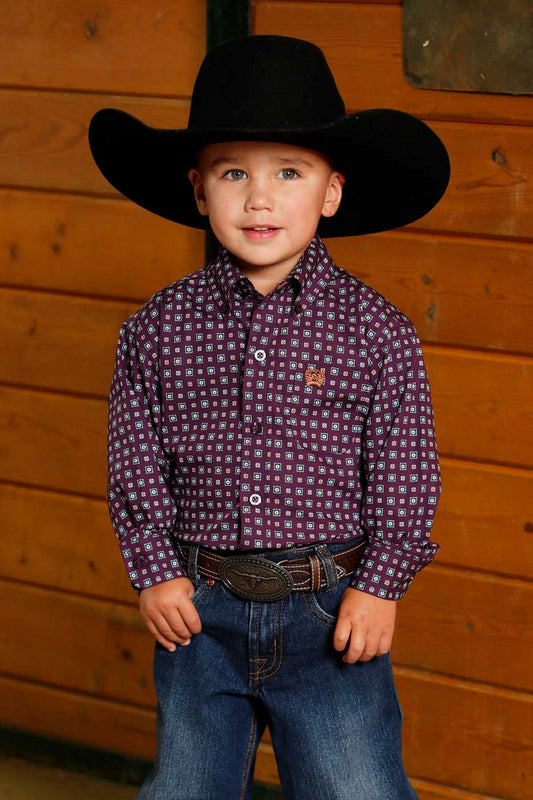 CINCH TDLR LS SHRT PRNT PURPLE
