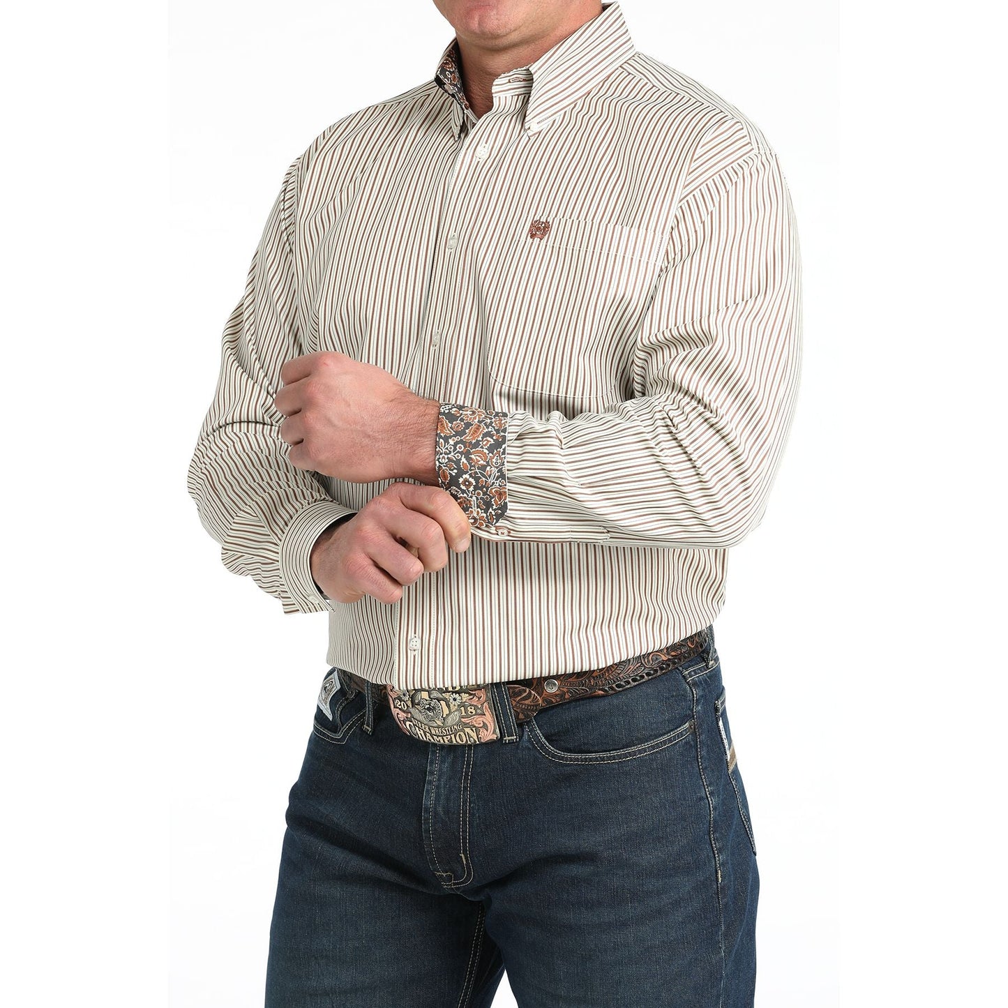 CINCH MENS CREAM STRIPE SHIRT