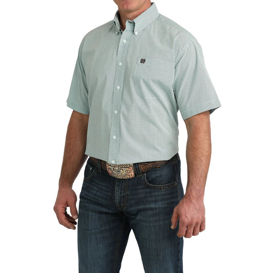 CINCH MNS SS SHIRT BLUE PRNT