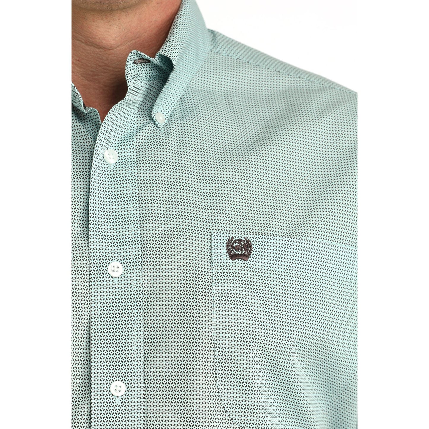 CINCH MNS SS SHIRT BLUE PRNT