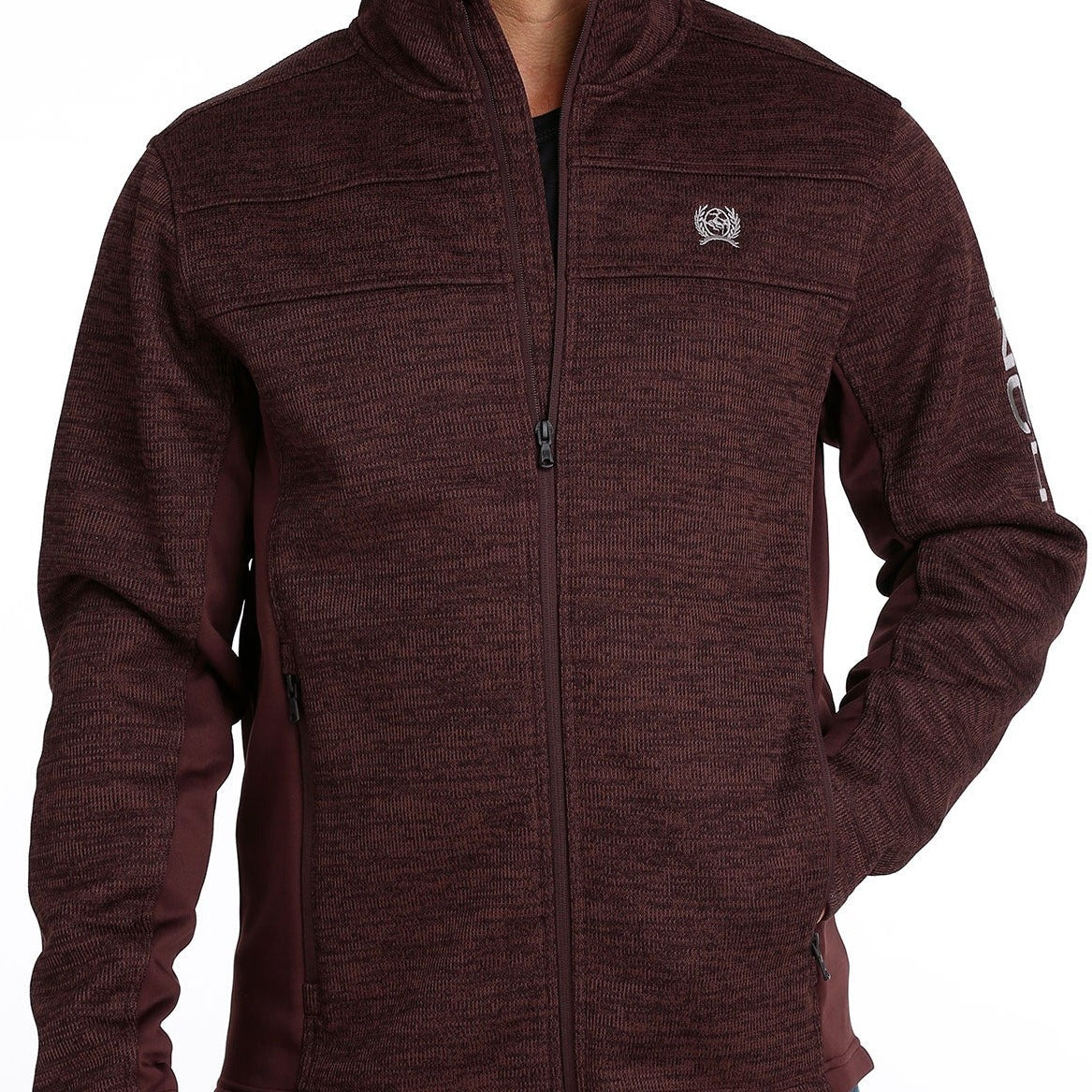 CINCH MNS SWEATER JACKET BURGUNDY