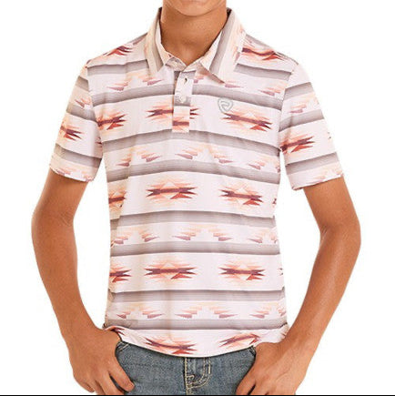 ROCK & ROLL BOYS AZTEC POLO PRNT