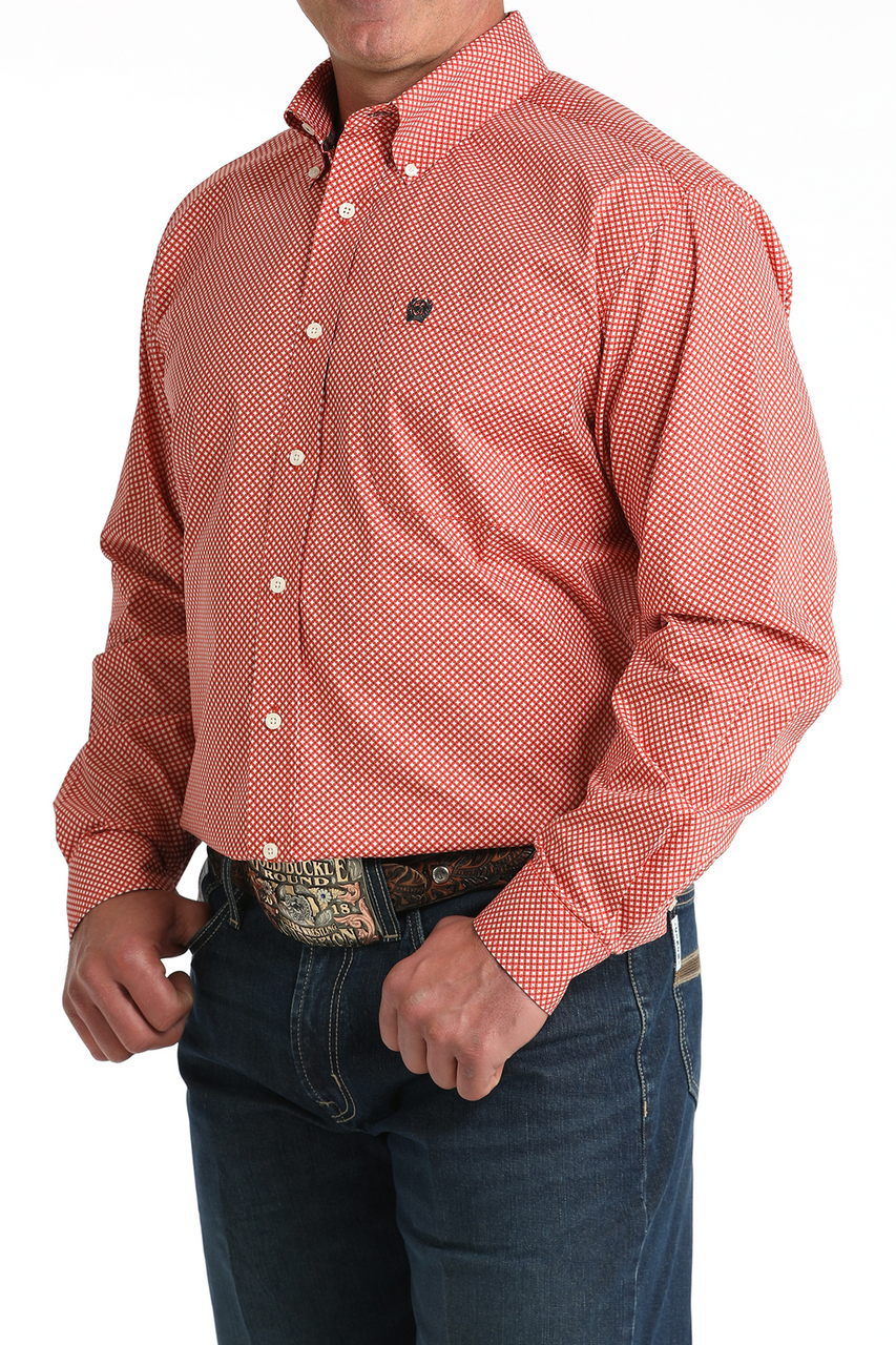 CINCH MENS RED DIAMOND PRINT SHIRT