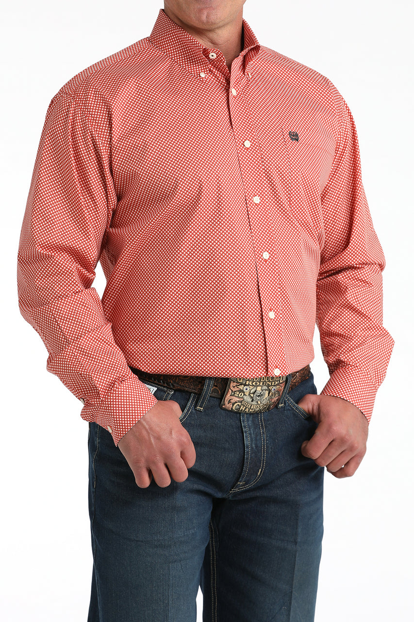 CINCH MENS RED DIAMOND PRINT SHIRT