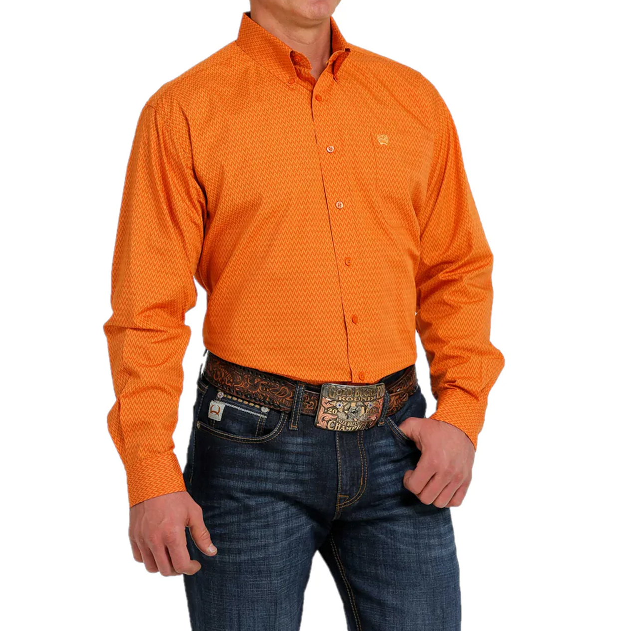 CINCH MENS LS PRINT ORANGE