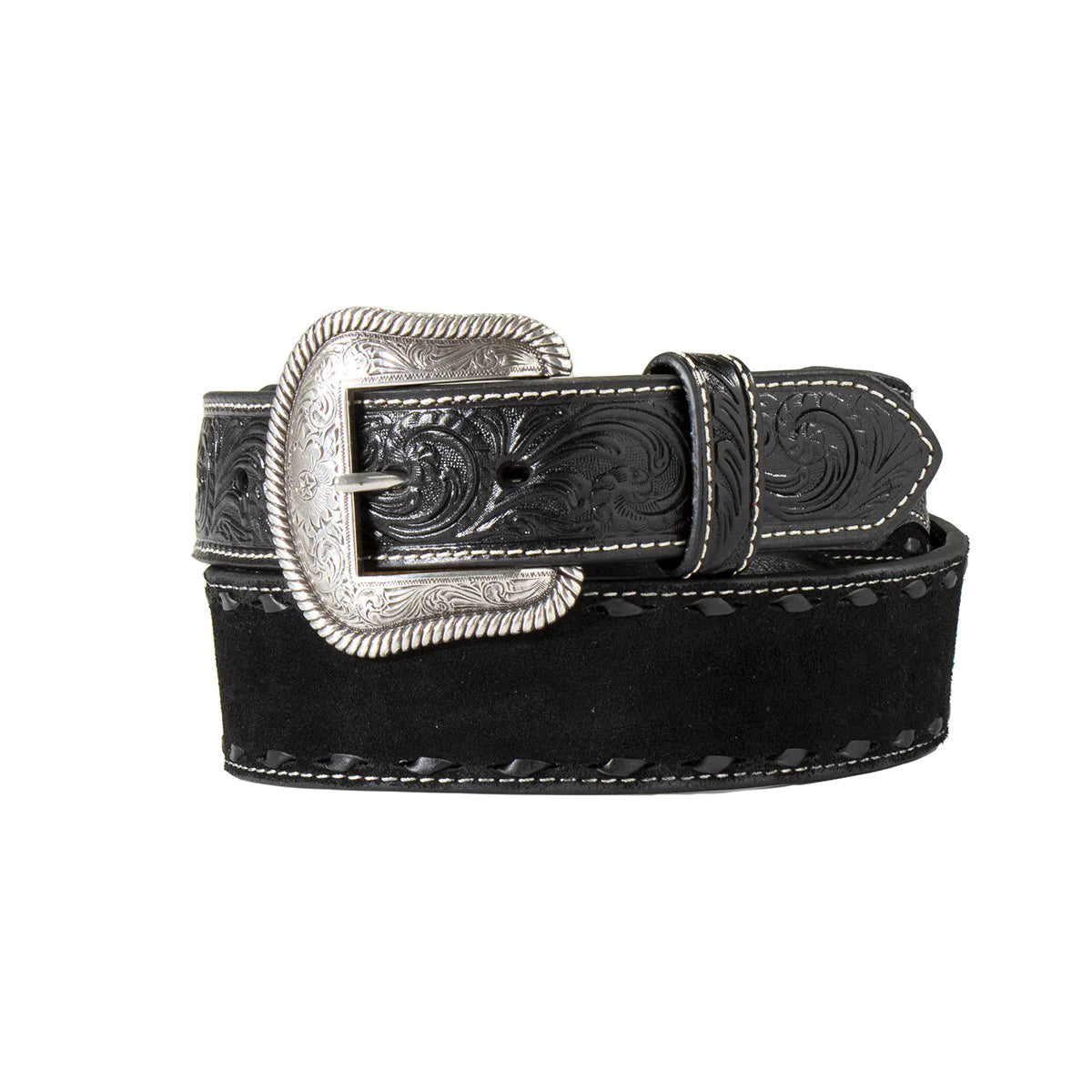 NOCONA MENS BLK ROUGHOUT BELT