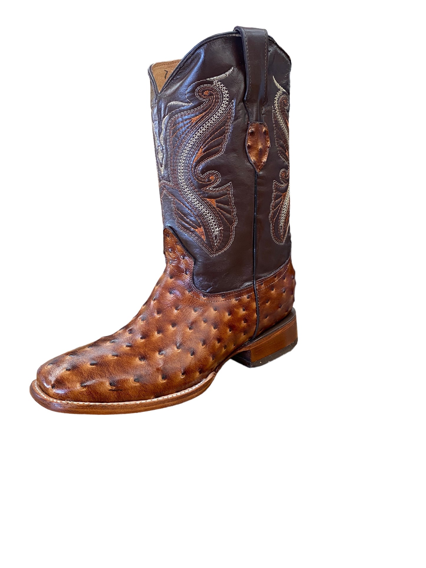 COWBOY CORRAL BOOT OSTRICH BROWN PRINT