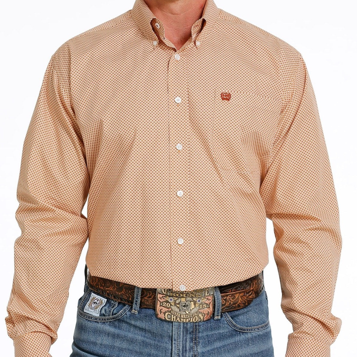 CINCH MENS LS PRINT KHAKI SHIRT