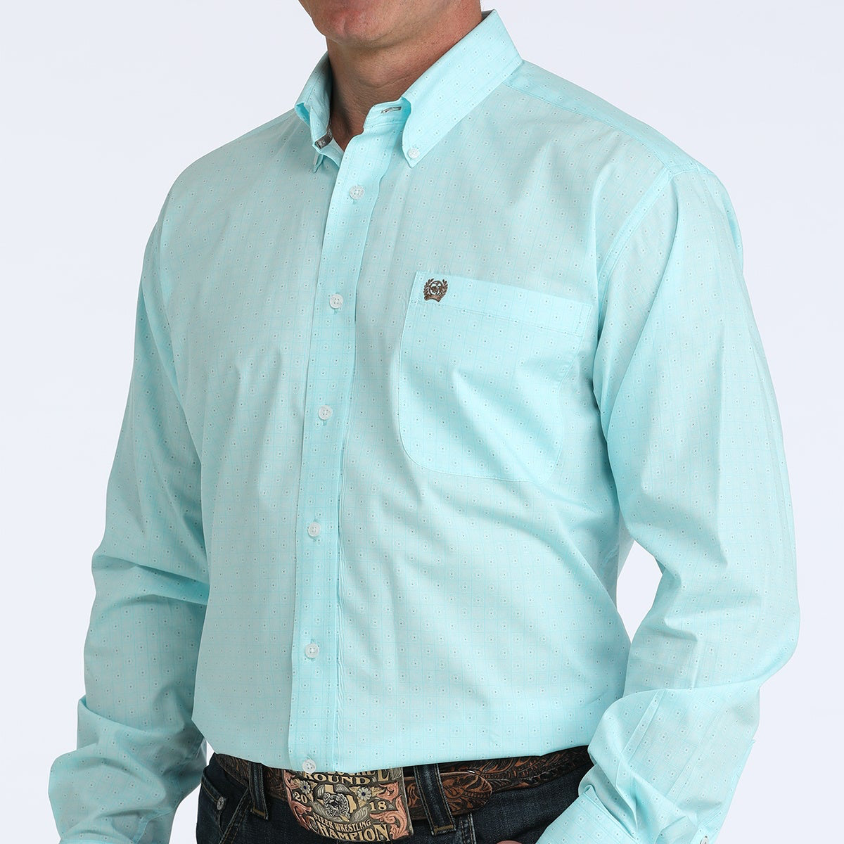 CINCH MNS LS SHIRT BLUE PRNT