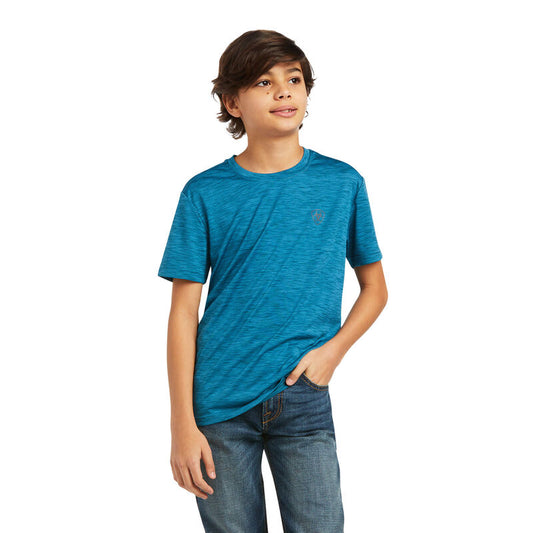 ARIAT BYS CHARGER SHIELD SS TEE FLUID TEAL