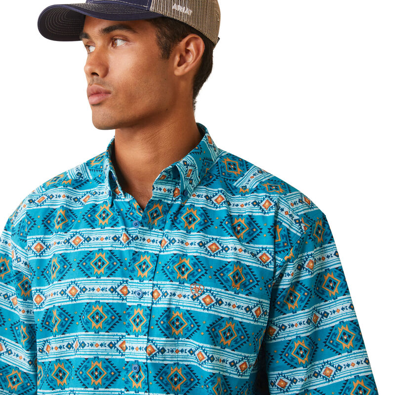 ARIAT MENS KONNER ENAMEL BLUE SHORTSLEEVE SHIRT