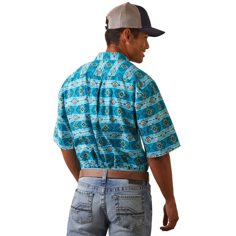 ARIAT MENS KONNER ENAMEL BLUE SHORTSLEEVE SHIRT