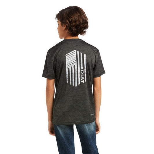 ARIAT BYS CHARGER VERTICAL FLAG SS TEE CHARC